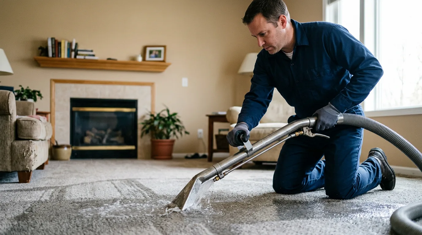 Water damage restoration technician working near Deep Run, NC